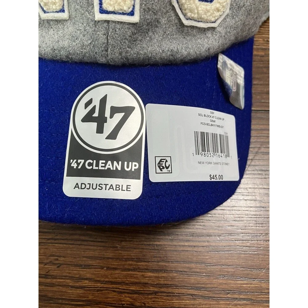 New 47 Clean Up x Stoney Clover Lane Giants Retro Wool Gray Strapback Hat NWT